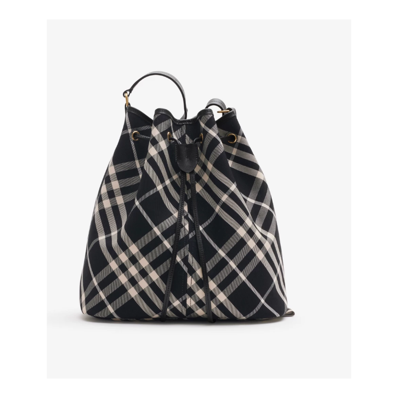 Burberry Medium Check Bucket Bag- Black/Calico