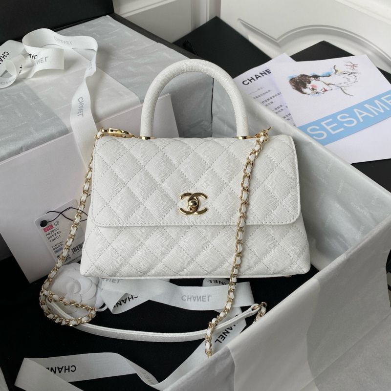 Chanel Small Coco Handle Bag-White