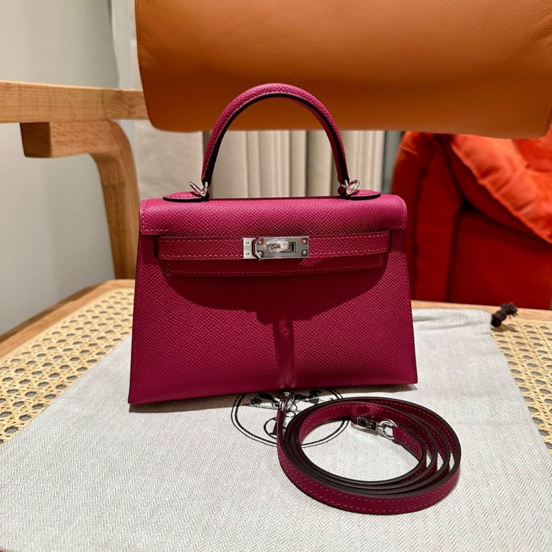 Hermes Mini Kelly Epsom leather-Rose purple
