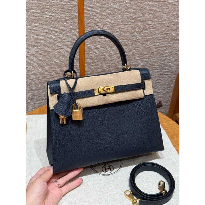 Hermes Kelly 25 / 28  in Epsom Leather-Bleu indigo
