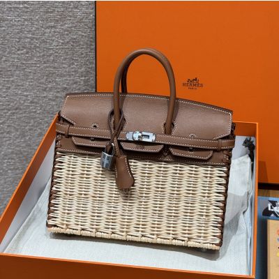 Wicker and Gold Swift Picnic Birkin 25 Palladium