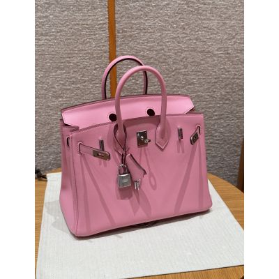 5P Pink Swift Birkin 25 Palladium Hardware