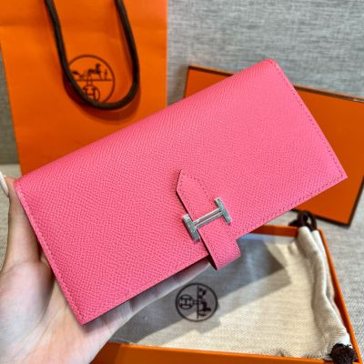Rose Lipstick Swift Bearn Long Wallet Palladium Hardware