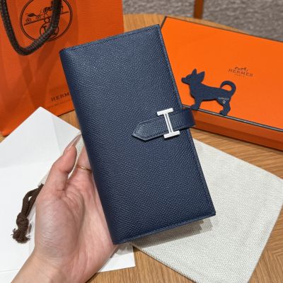 Deep blue Swift Bearn Long Wallet Palladium Hardware