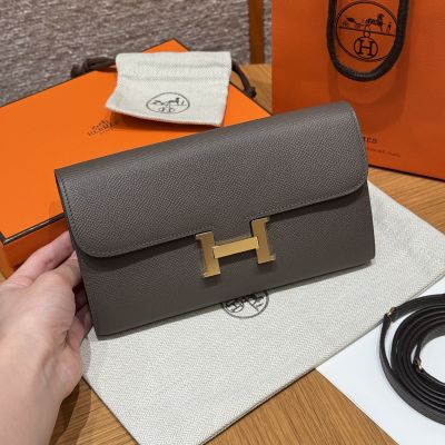 Gris Meyer Epsom Constance-To-Go Wallet Gold Hardware