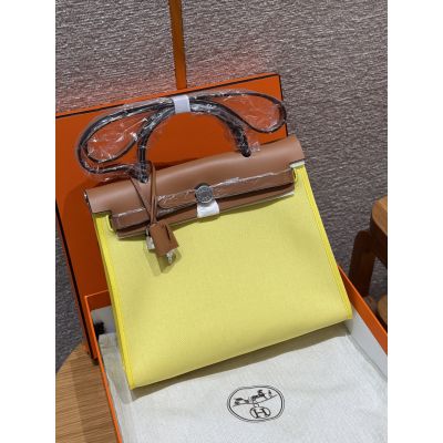 Jaune Citron  Canvas and Naturel Sable Cowhide Herbag Zip 31 Palladium Hardware