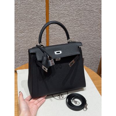 Black Togo Kelly 25 Palladium Hardware
