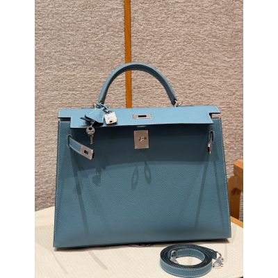 Blue Jean Epsom Kelly 35 Palladium Hardware