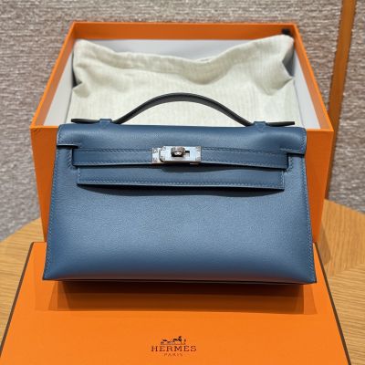 Blue De Presse Swift Kelly Pochette Palladium Hardware