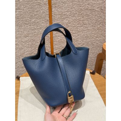 Deep Blue Clemence Picotin Lock 18 Gold Hardware 