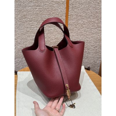 Rouge Grenat Clemence Picotin Lock 18 Gold Hardware 