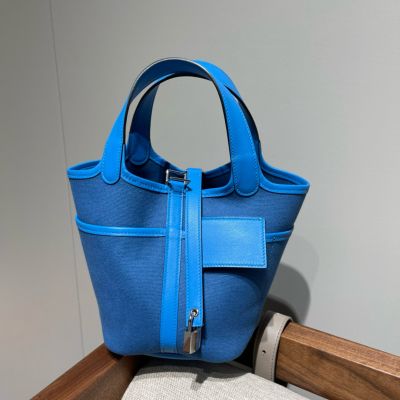 Limited Edition Blue Zalige Swift and Canvas Cargo Picotin Lock 18 Palladium Hardware