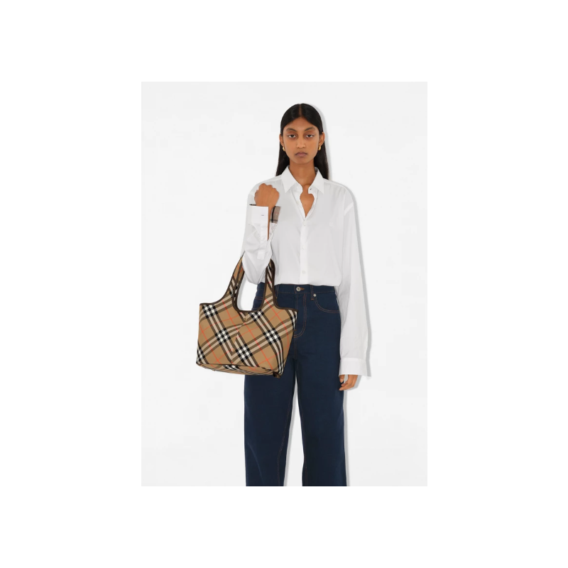 Burberry Small Check Tote- Sand