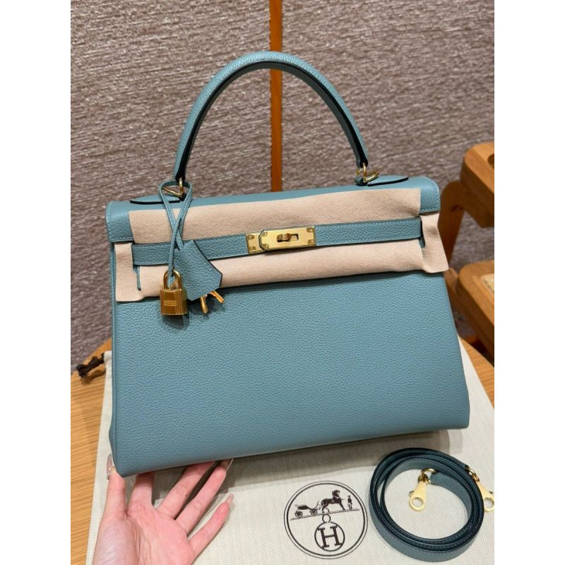 Hermes Kelly 32cm in Togo leather-Sky blue